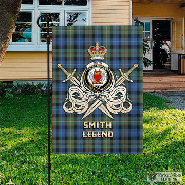 Smith Ancient Tartan Flag with Clan Crest and the Golden Sword of Courageous Legacy