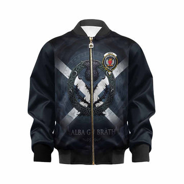 Smith Clan Crest Kid Bomber Jacket with Celtic Knot Thistle and Saltire