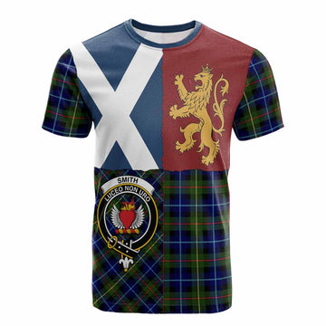 Smith Crest Tartan Cotton T-shirt with Lion Rampant Saltire Style