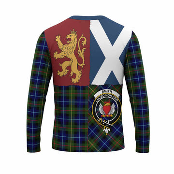 Smith Crest Tartan Long Sleeve T-Shirt with Lion Rampant Saltire Style