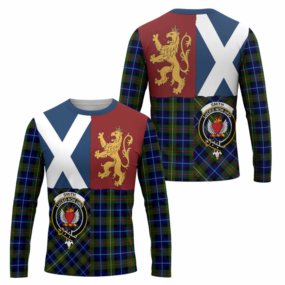Smith Crest Tartan Long Sleeve T-Shirt with Lion Rampant Saltire Style