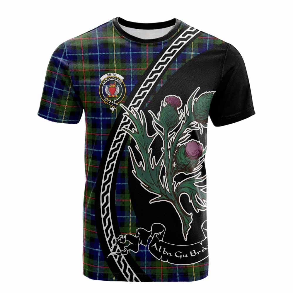 Smith Family Crest Tartan Cotton T-shirt Alba Thistle Inspired - Tartan Vibes Clothing