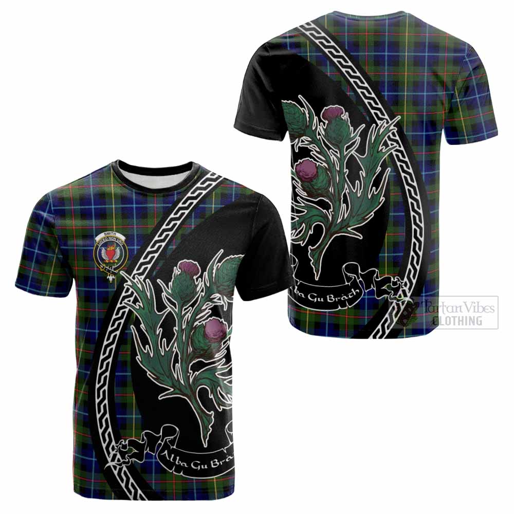 Smith Family Crest Tartan Cotton T-shirt Alba Thistle Inspired - Tartan Vibes Clothing