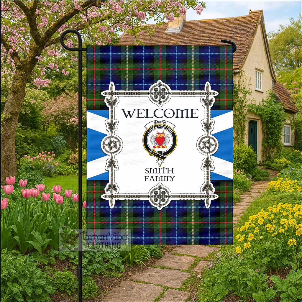 Smith Family Crest Tartan Welcome Garden Flag Saltire Harmony Style - Tartan Vibes Clothing