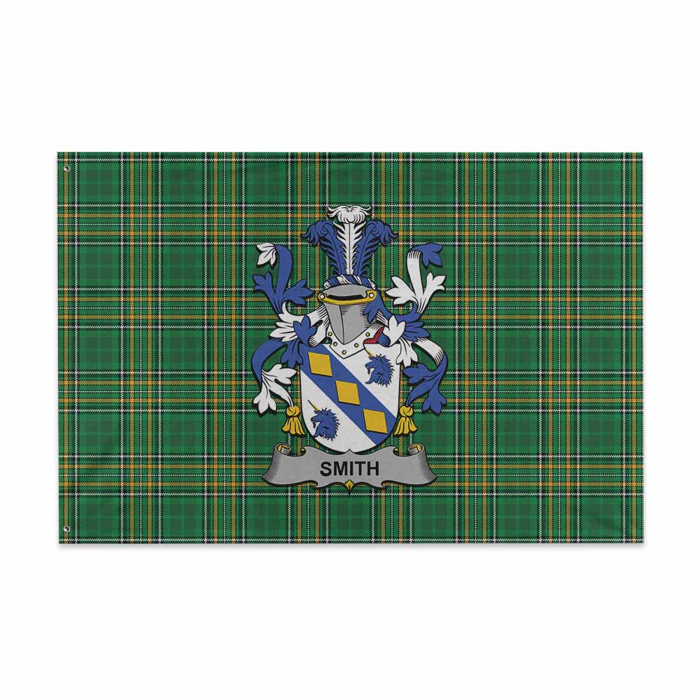 Tartan Vibes Clothing Smith Irish Clan Tartan House Flag with Coat of Arms