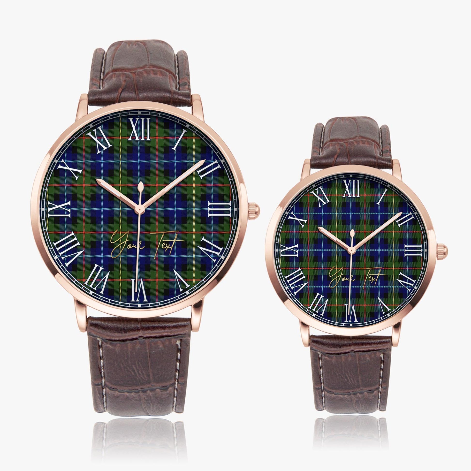 Smith Tartan Personalized Your Text Leather Trap Quartz Watch - Tartan Vibes Clothing