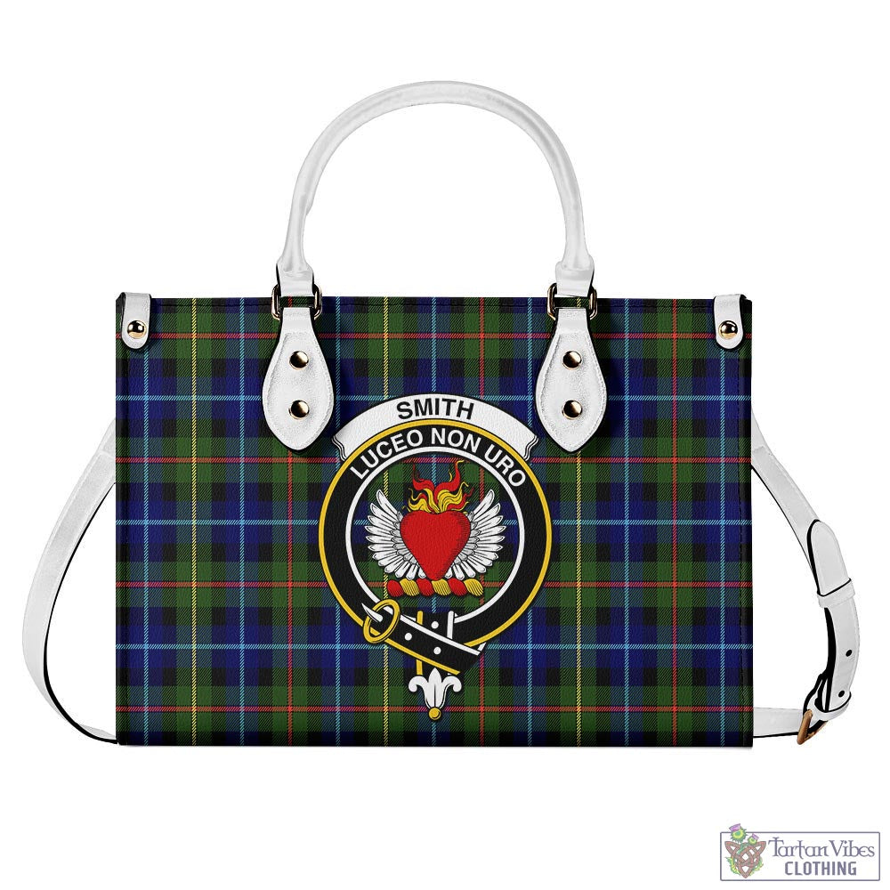 Tartan Vibes Clothing Smith Modern Tartan Luxury Leather Handbags with Family Crest