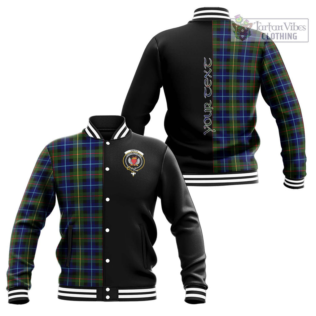 Smith Tartan Baseball Jacket with Family Crest and Half Of Me Style Unisex - Tartan Vibes Clothing