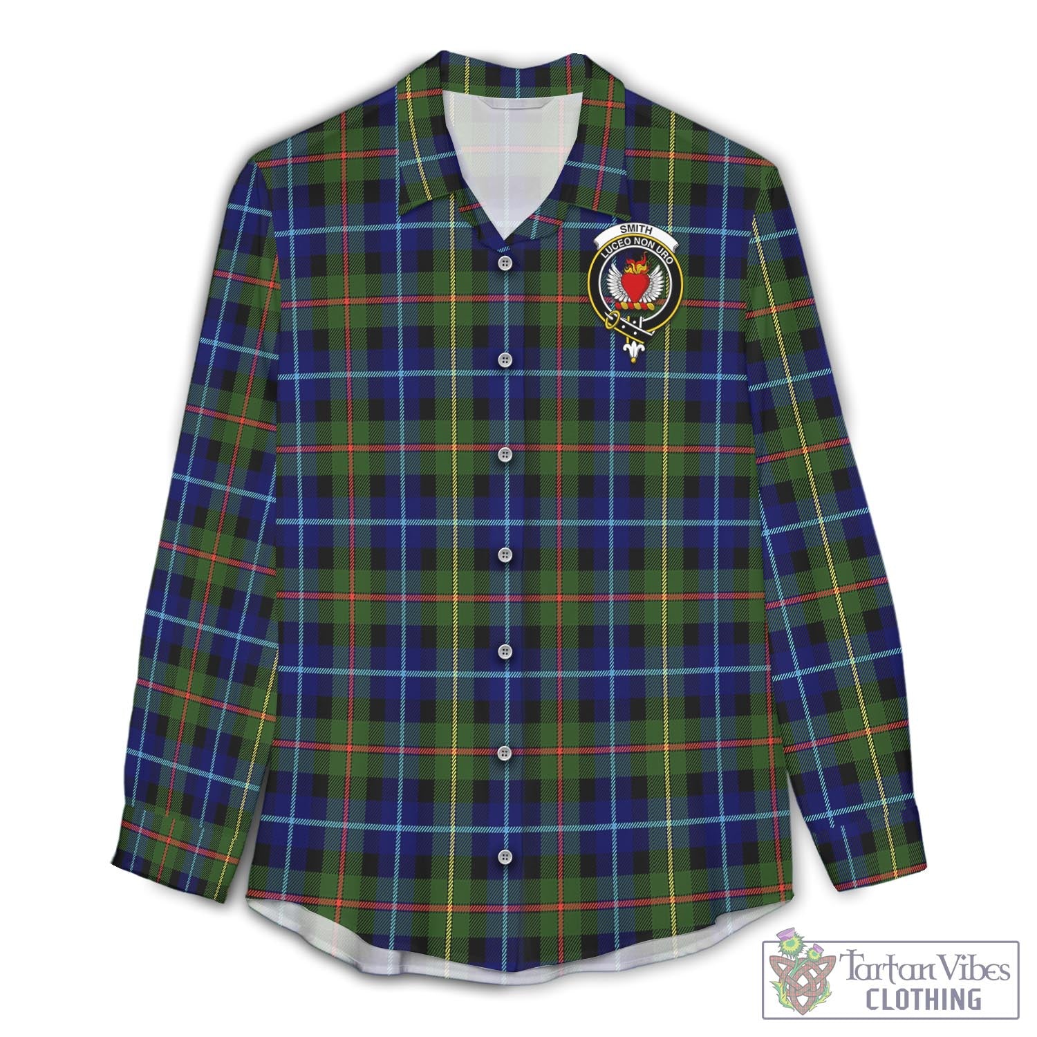 Smith Tartan Women's Casual Shirt with Family Crest Female - Tartan Vibes Clothing