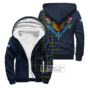 Smith Tartan Sherpa Hoodie Alba with Scottish Lion Royal Arm Half Style Unisex S - Tartan Vibes Clothing