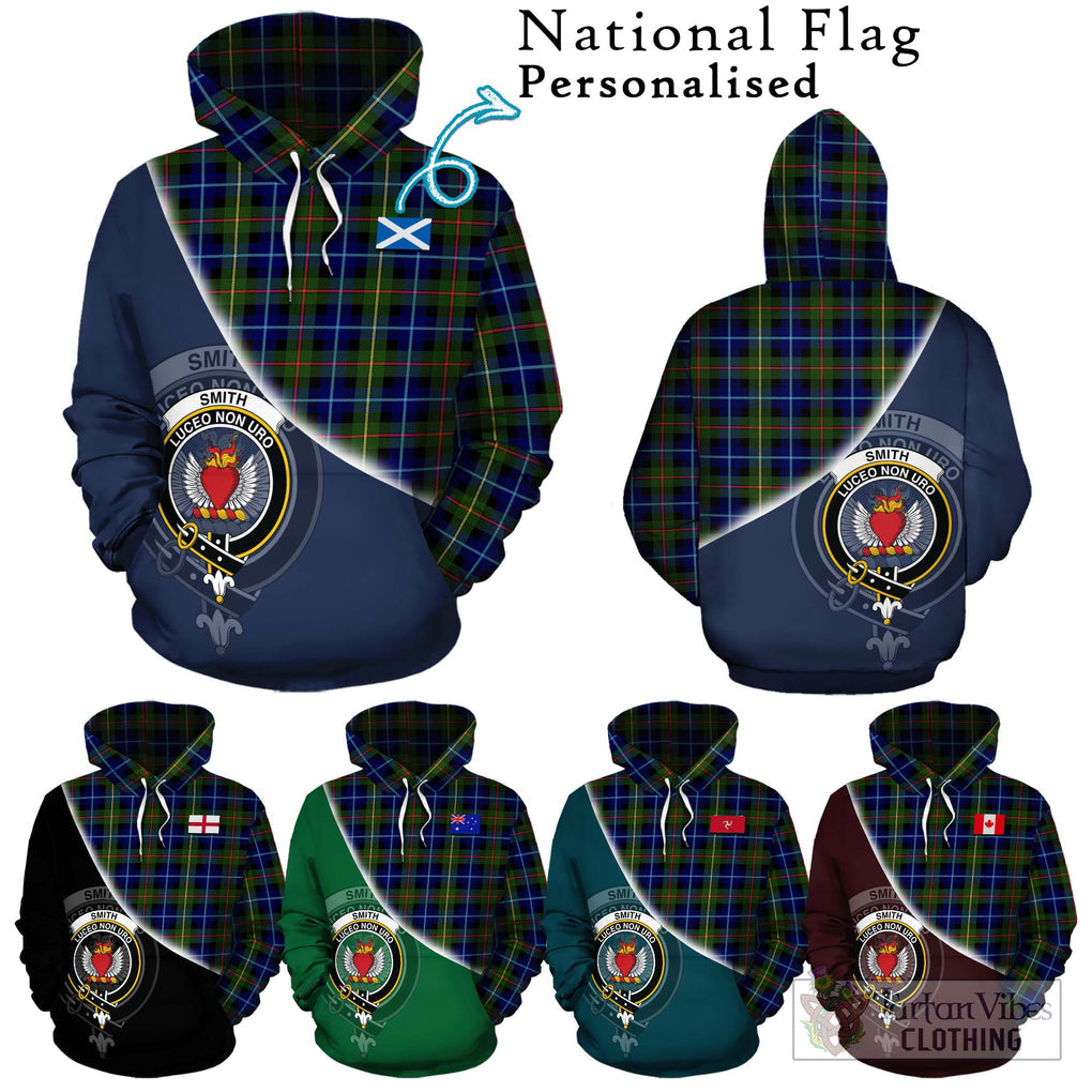 Smith Tartan Hoodie with Personalised National Flag and Family Crest Half Style Zip Hoodie - Tartan Vibes Clothing