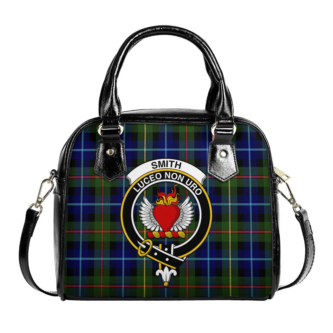 Smith Tartan Shoulder Handbags with Family Crest One Size 9*21*24 cm (3.54*8.27*9.45 inches) - Tartan Vibes Clothing