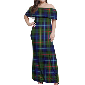 Smith Tartan Off Shoulder Long Dress Women's Dress - Tartan Vibes Clothing