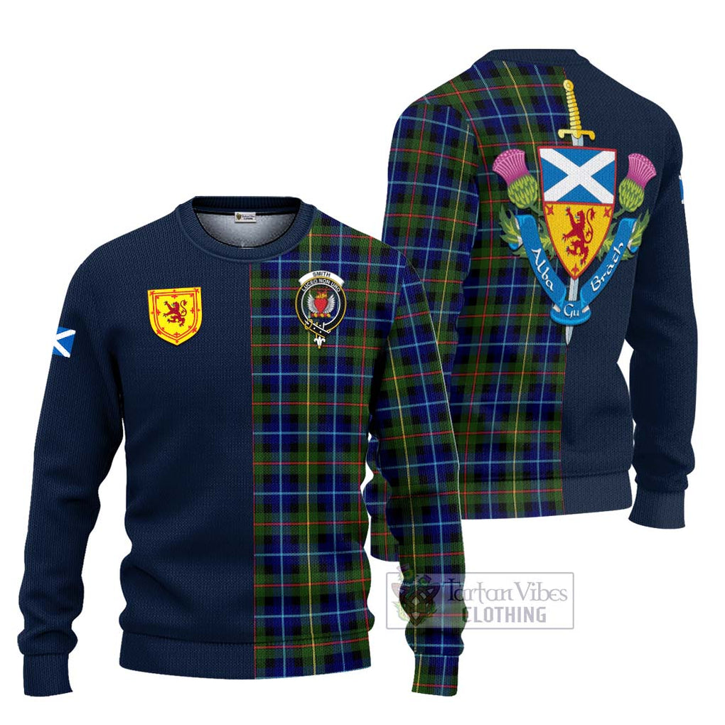 Smith Tartan Ugly Sweater Alba with Scottish Lion Royal Arm Half Style Unisex - Tartan Vibes Clothing