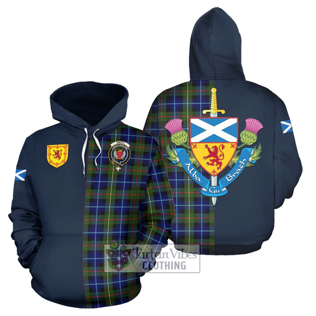 Smith Tartan Hoodie Alba with Scottish Lion Royal Arm Half Style Zip Hoodie - Tartan Vibes Clothing