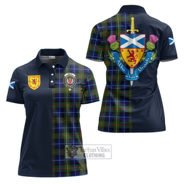 Smith Tartan Women's Polo Shirt Alba with Scottish Lion Royal Arm Half Style Women - Tartan Vibes Clothing