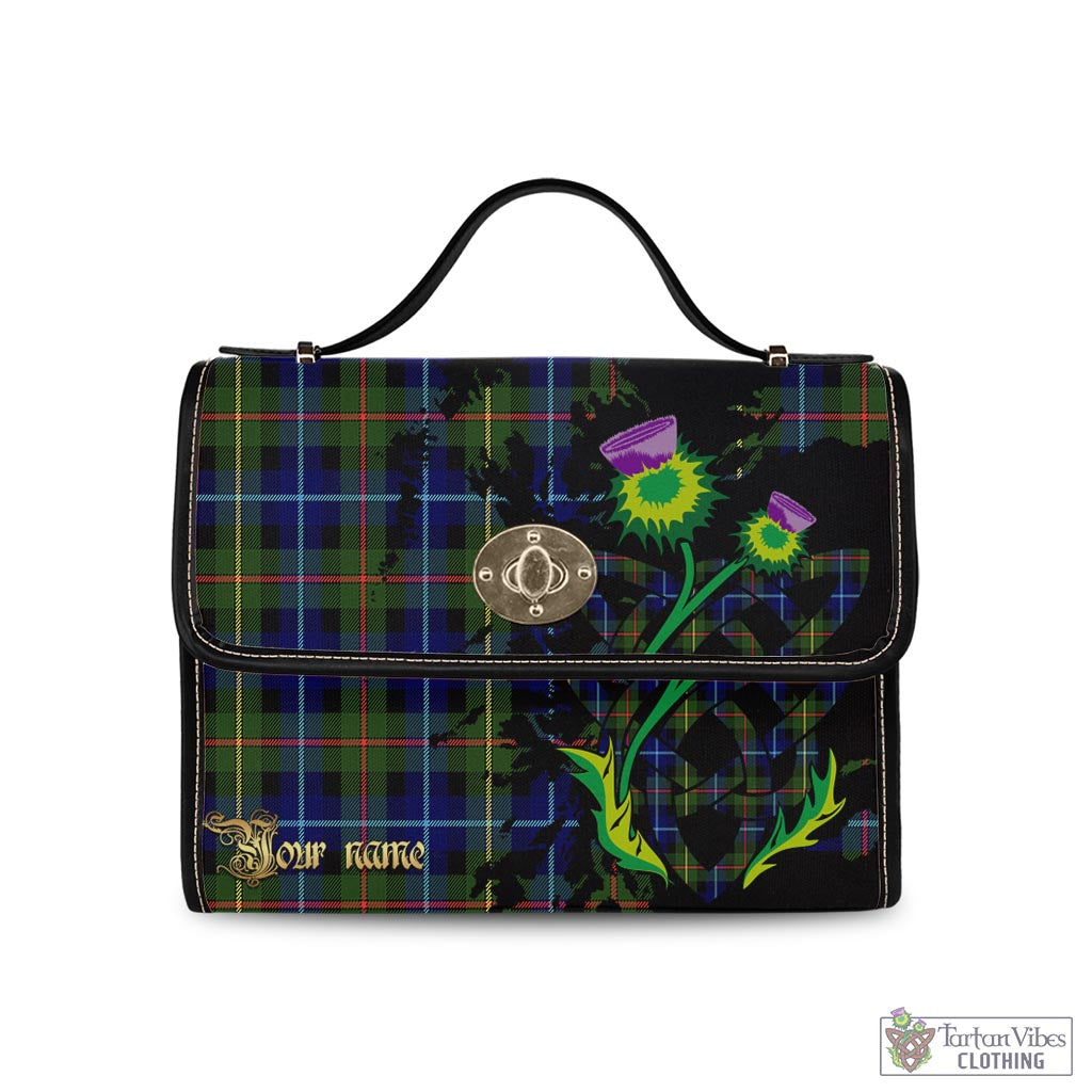 Tartan Vibes Clothing Smith Modern Tartan Waterproof Canvas Bag with Scotland Map and Thistle Celtic Accents