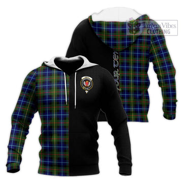 Smith Tartan Knitted Hoodie with Family Crest and Half Of Me Style Unisex Knitted Pullover Hoodie - Tartan Vibes Clothing