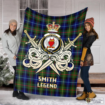 Smith Tartan Blanket with Clan Crest and the Golden Sword of Courageous Legacy X-Large 59 x 79 inches 150 x 200 cm - Tartan Vibes Clothing