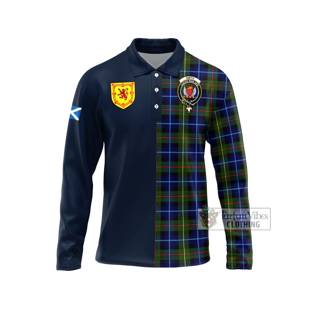 Smith Tartan Long Sleeve Polo Shirt Alba with Scottish Lion Royal Arm Half Style Unisex - Tartan Vibes Clothing