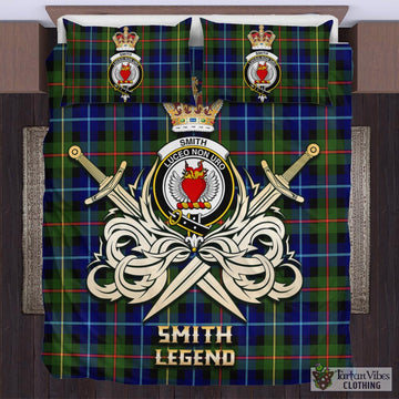 Tartan Vibes Clothing Smith Modern Tartan Bedding Set with Clan Crest and the Golden Sword of Courageous Legacy