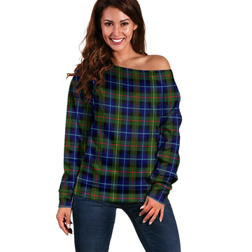 Smith Tartan Off Shoulder Women Sweater