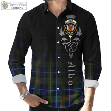 Smith Tartan Long Sleeve Button Up Featuring Alba Gu Brath Family Crest Celtic Inspired Men's Shirt - Tartan Vibes Clothing
