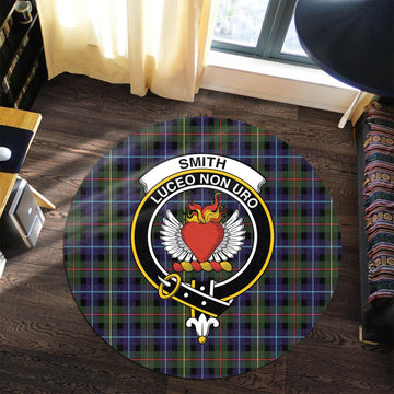 Smith Tartan Round Rug with Family Crest Premium Round Rug - Tartan Vibes Clothing