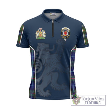 Smith Tartan Zipper Polo Shirt with Family Crest and Lion Rampant Vibes Sport Style
