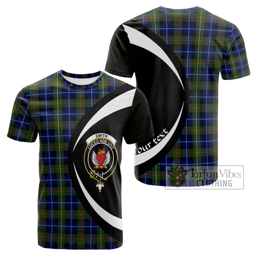 Tartan Vibes Clothing Smith Modern Tartan Cotton T-shirt with Family Crest Circle Style