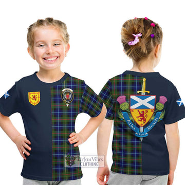 Smith Tartan Kid T-Shirt Alba with Scottish Lion Royal Arm Half Style - Tartan Vibes Clothing