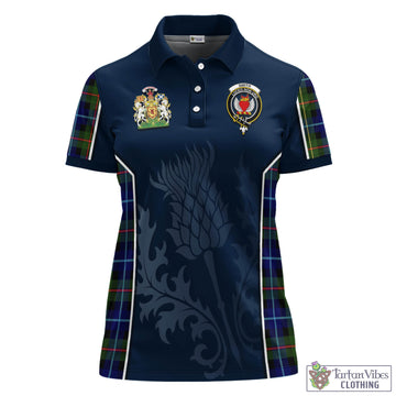 Smith Modern Tartan Women's Polo Shirt with Family Crest and Scottish Thistle Vibes Sport Style