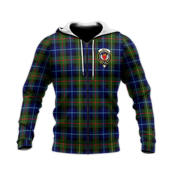 Smith Modern Tartan Knitted Hoodie with Family Crest