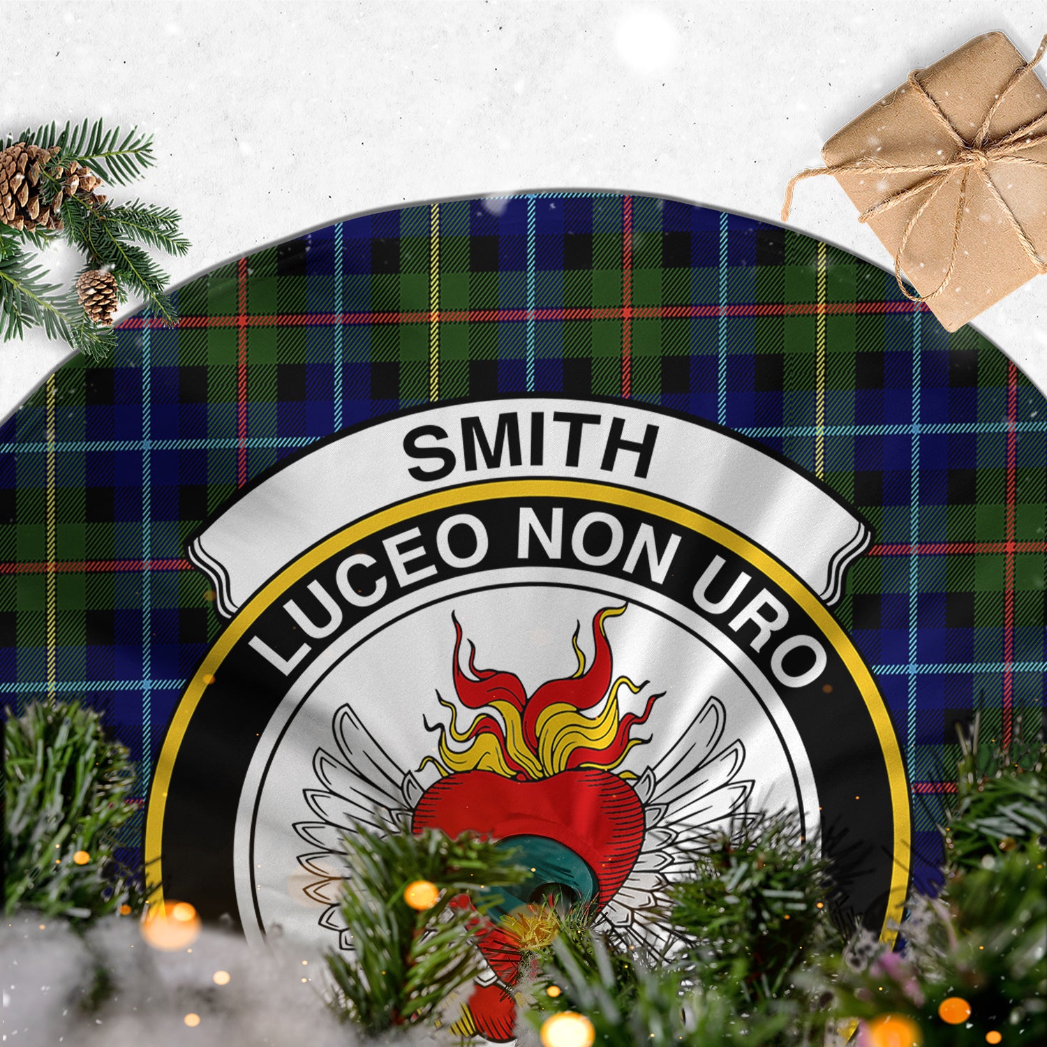 Smith Tartan Christmas Tree Skirt with Family Crest - Tartan Vibes Clothing