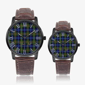 Smith Modern Tartan Personalized Your Text Leather Trap Quartz Watch