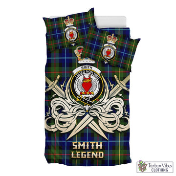 Tartan Vibes Clothing Smith Modern Tartan Bedding Set with Clan Crest and the Golden Sword of Courageous Legacy