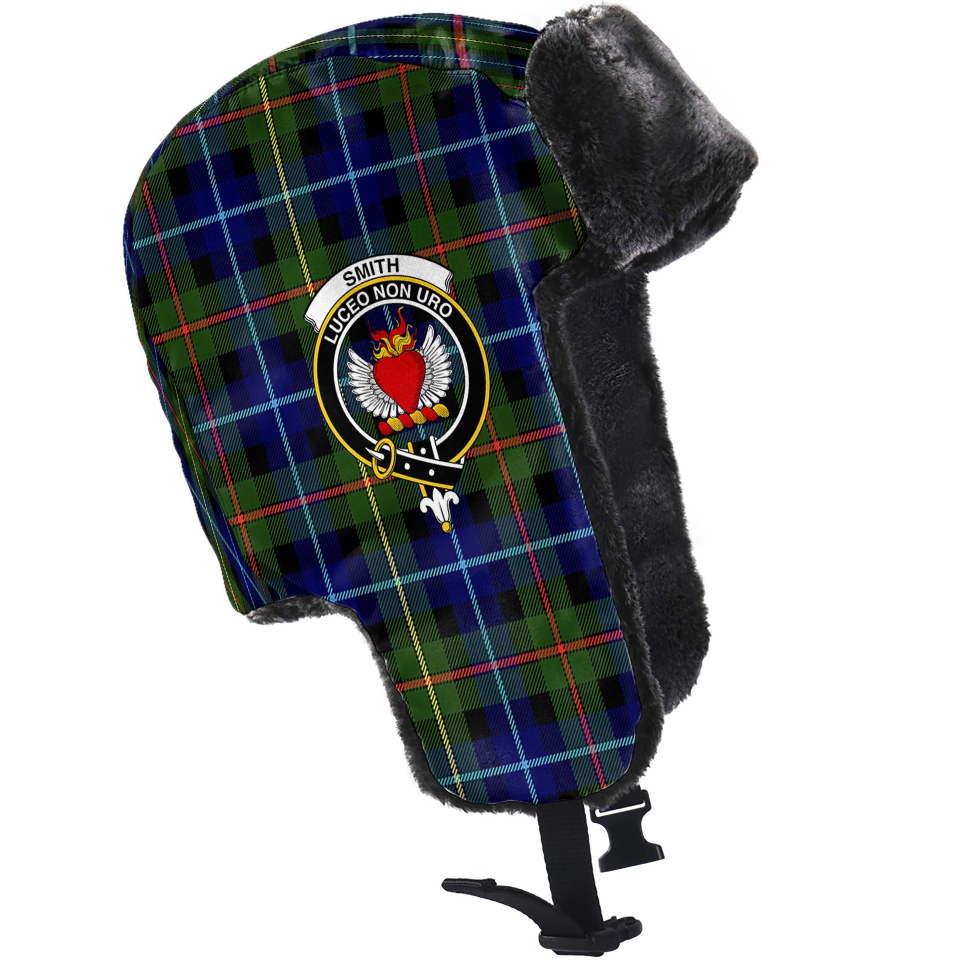 Smith Tartan Winter Trapper Hat with Family Crest - Tartan Vibes Clothing