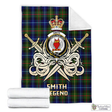 Smith Tartan Blanket with Clan Crest and the Golden Sword of Courageous Legacy - Tartan Vibes Clothing