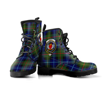 Smith Modern Tartan Leather Boots with Family Crest