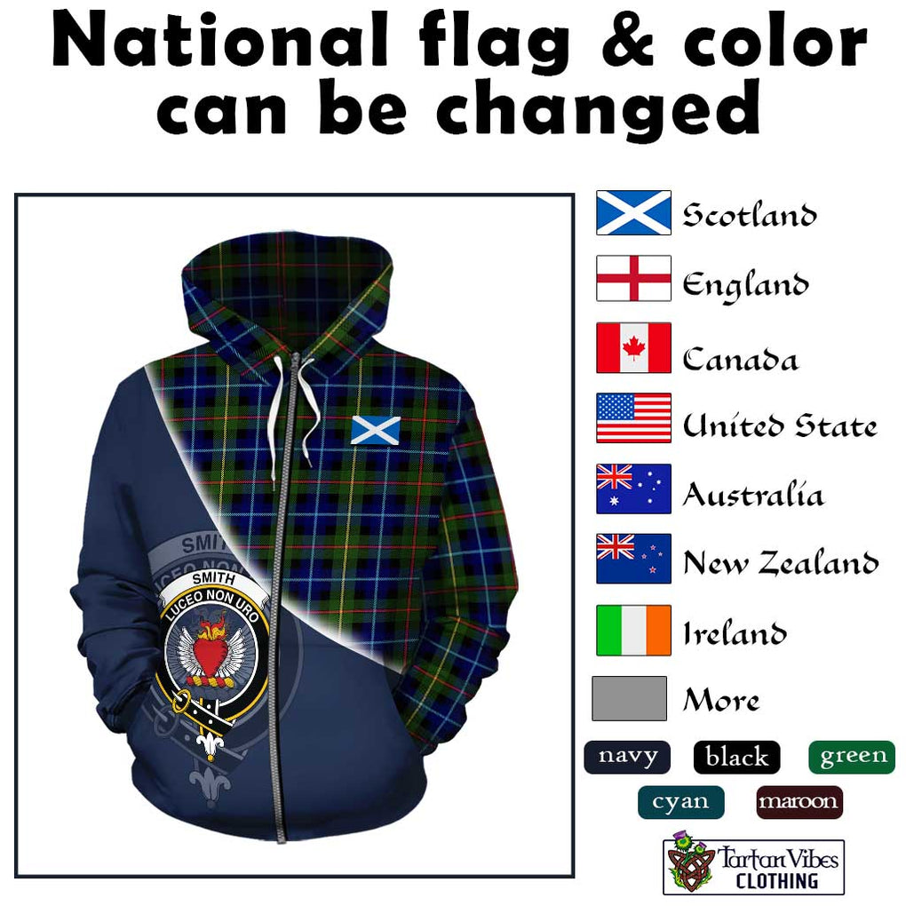 Smith Tartan Hoodie with Personalised National Flag and Family Crest Half Style - Tartan Vibes Clothing
