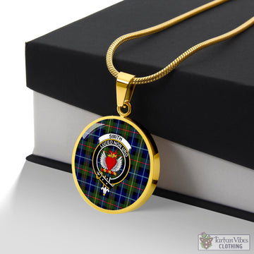 Smith Tartan Circle Necklace with Family Crest Luxury Necklace (Gold) No - Tartan Vibes Clothing