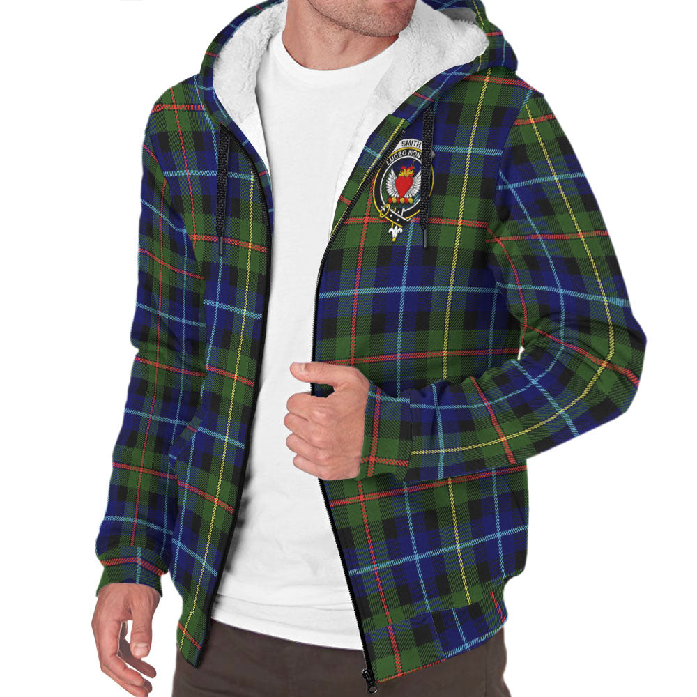Smith Tartan Sherpa Hoodie with Family Crest - Tartan Vibes Clothing