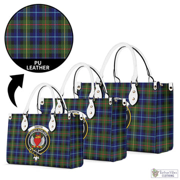 Tartan Vibes Clothing Smith Modern Tartan Luxury Leather Handbags with Family Crest