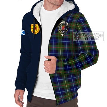 Smith Tartan Sherpa Hoodie Alba with Scottish Lion Royal Arm Half Style - Tartan Vibes Clothing