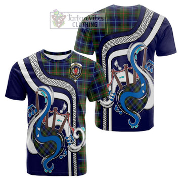 Smith Tartan Cotton T-shirt with Epic Bagpipe Style