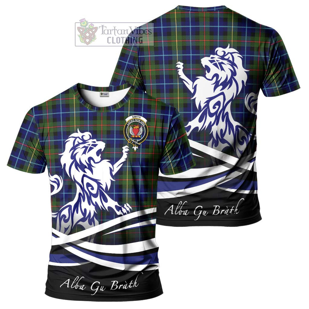 Smith Tartan Cotton T-shirt with Alba Gu Brath Regal Lion Emblem Women's Shirt - Tartan Vibes Clothing