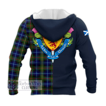 Smith Tartan Knitted Hoodie Alba with Scottish Lion Royal Arm Half Style - Tartan Vibes Clothing