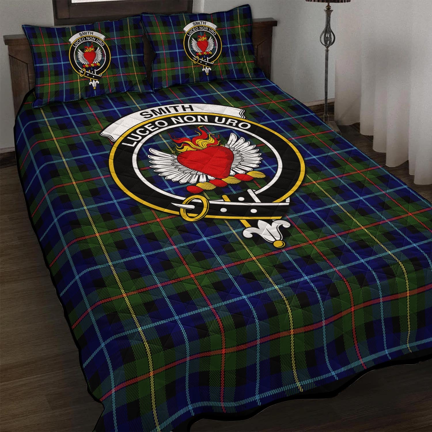 Smith Tartan Quilt Bed Set with Family Crest - Tartan Vibes Clothing
