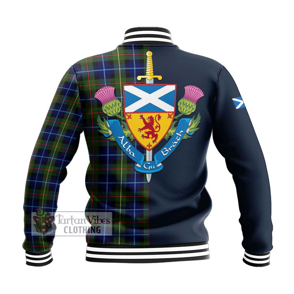 Smith Tartan Baseball Jacket Alba with Scottish Lion Royal Arm Half Style - Tartan Vibes Clothing