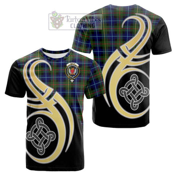 Smith Tartan Cotton T-shirt with Family Crest and Celtic Symbol Style